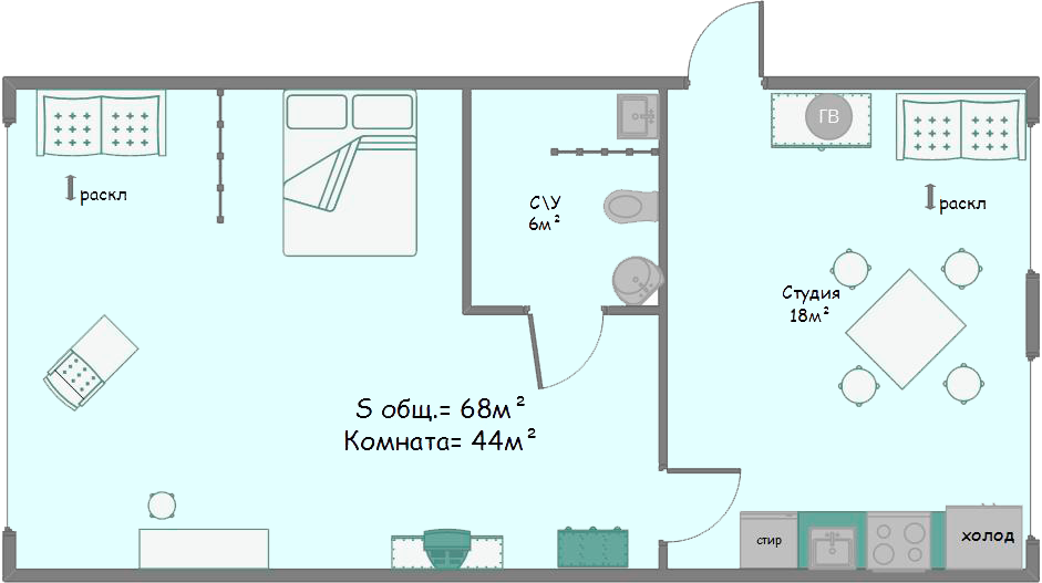 План-схема номера «Токио» в апарт-отеле «Европа», Евпатория